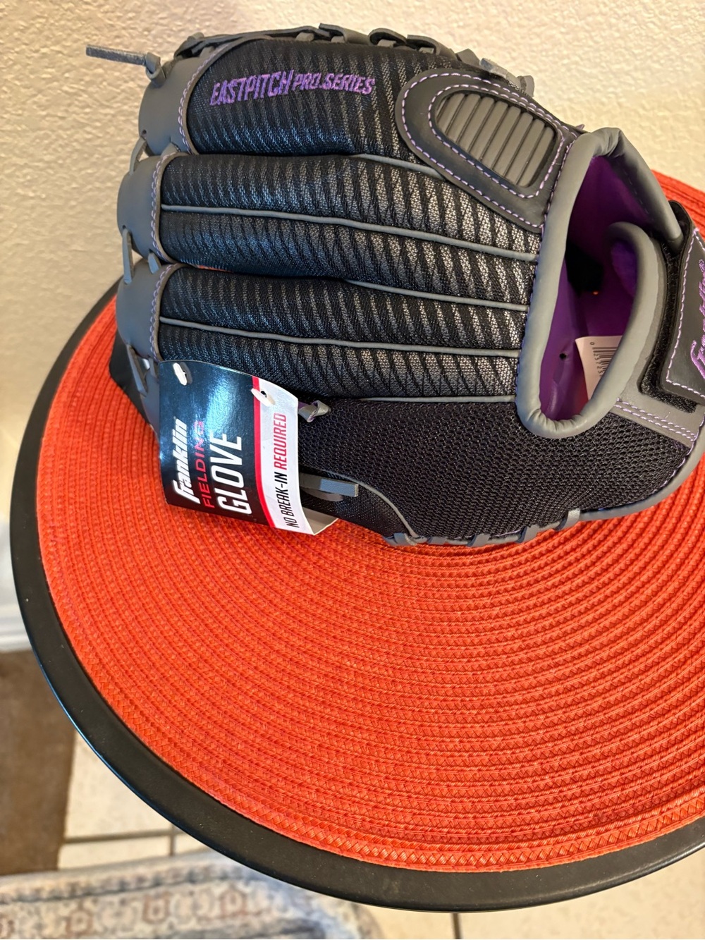 Fast pitch  Pro Series Kids Baseball Glove - Black with Purple Accents